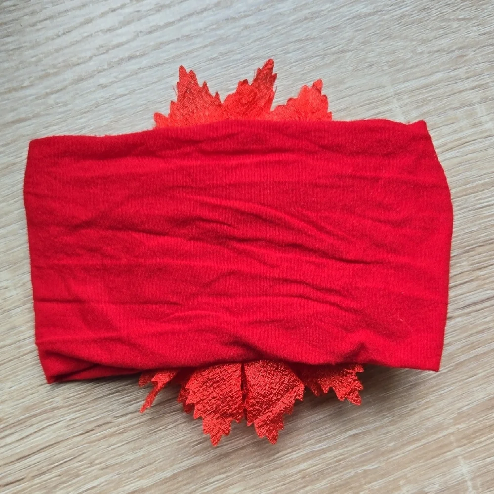 Baby Girl Red Oversized Floral Headband Strerchy Nylon Photo Shoot Accessory